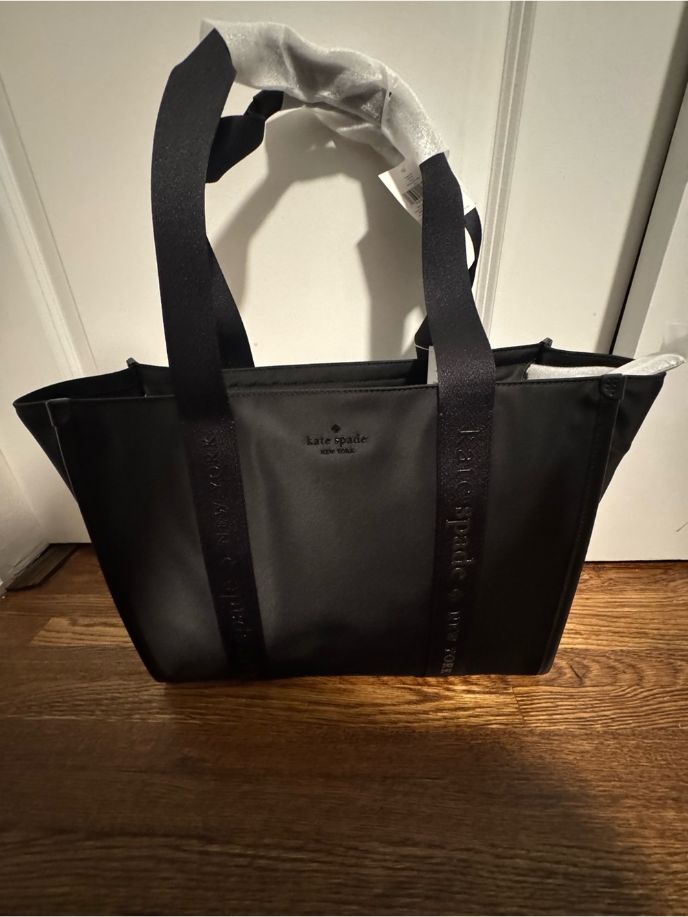 kate spade Black Nylon Laptop Tote with Logo Webbing
